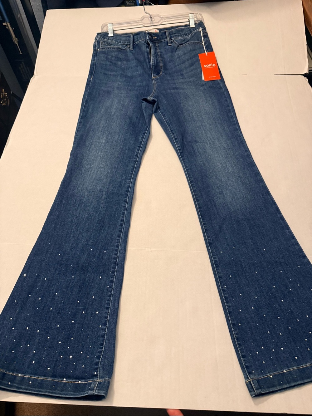 SOFÍA Women's Melissa Flare Jeans with Rhinestone Embellishments